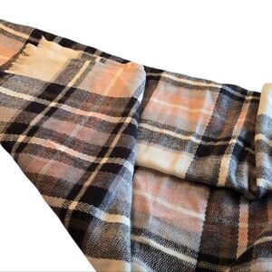 Plaid Scarf with Black, Cream, and Pink Accents